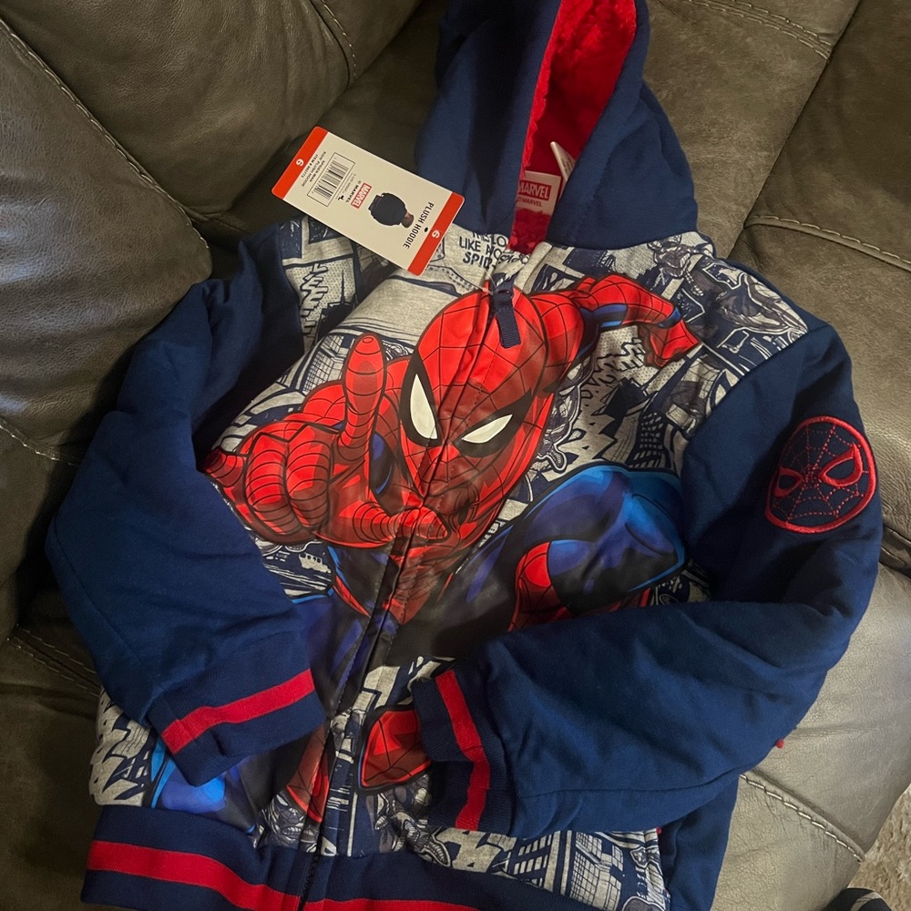 Marvel Spider-Man Plush Hoodie in Red and Blue